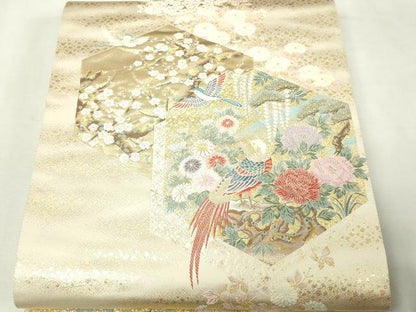 平和屋本店▼六通柄袋帯　錦翔重亀甲文　本金箔　正絹　逸品　DABI1055sf