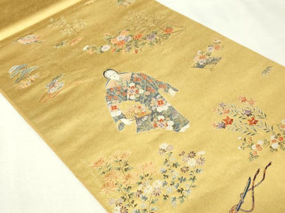 平和屋本店●六通柄袋帯　熊野純絵文　本金箔　金泥箔　正絹　逸品　DABI1062sf