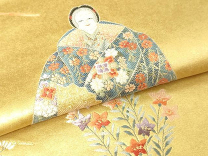 平和屋本店●六通柄袋帯　熊野純絵文　本金箔　金泥箔　正絹　逸品　DABI1062sf