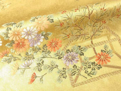 平和屋本店●六通柄袋帯　熊野純絵文　本金箔　金泥箔　正絹　逸品　DABI1062sf