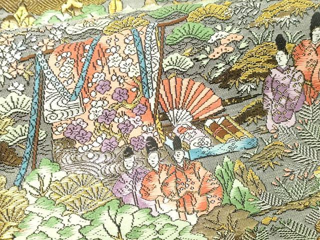 平和屋本店▼西陣　廣部商事謹製　全通全景柄袋帯　京洛祇園祭還幸絵巻　弐捨四金箔使用　正絹　逸品　DABI1073sf