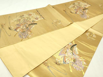 平和屋着物▼六通柄袋帯　几帳遊姫文　淙金九百錦　正絹　逸品　DABI1080sf