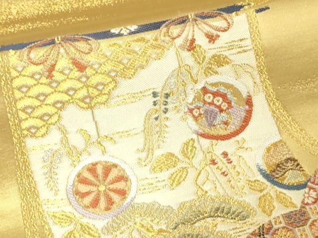 平和屋着物▼六通柄袋帯　几帳遊姫文　淙金九百錦　正絹　逸品　DABI1080sf