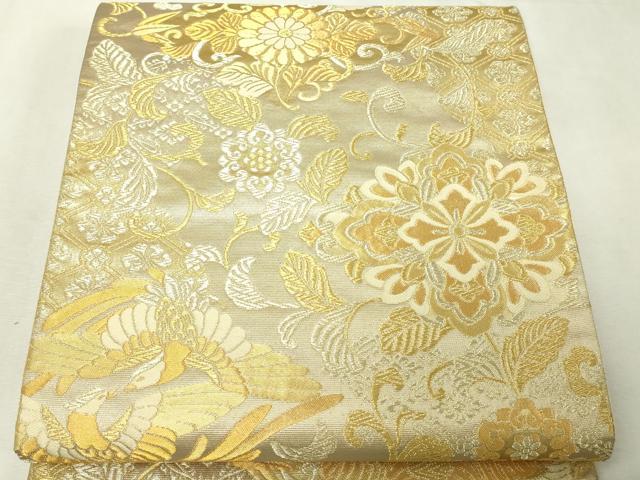 平和屋着物▼六通柄袋帯　鳳織金唐　鳳凰花唐草文　正絹　逸品　DABI1081sf