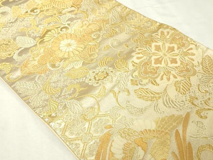 平和屋着物▼六通柄袋帯　鳳織金唐　鳳凰花唐草文　正絹　逸品　DABI1081sf