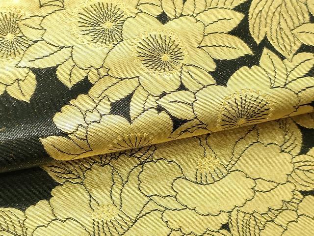 平和屋本店●西陣　長嶋成織物　ながしま帯　つけ帯　牡丹草花文　本金箔　瀞金錦　正絹　逸品　DABI1084sf