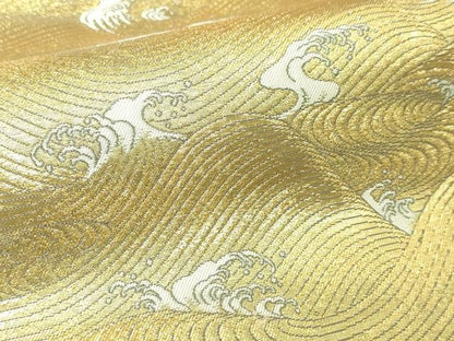 平和屋本店●西陣　長嶋成織物　ながしま帯　六通柄袋帯　波寿　本金箔　瀞金錦　正絹　逸品　DABI1086sf