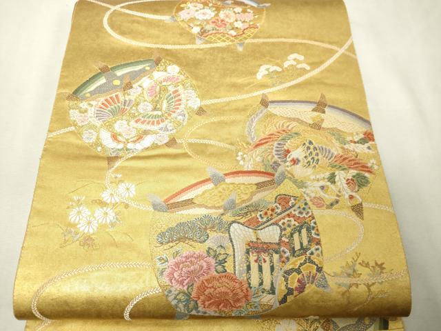 平和屋本店●西陣　長嶋成織物　ながしま帯　六通柄袋帯　匠の華　本金箔　瀞金錦　正絹　逸品　DABI1087sf