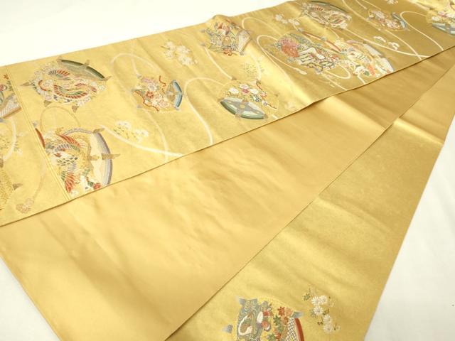 平和屋本店●西陣　長嶋成織物　ながしま帯　六通柄袋帯　匠の華　本金箔　瀞金錦　正絹　逸品　DABI1087sf