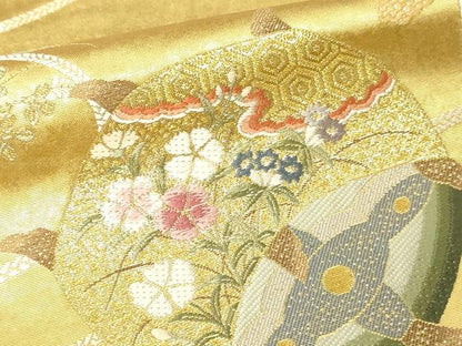 平和屋本店●西陣　長嶋成織物　ながしま帯　六通柄袋帯　匠の華　本金箔　瀞金錦　正絹　逸品　DABI1087sf