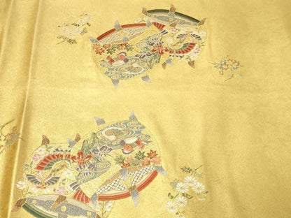 平和屋本店●西陣　長嶋成織物　ながしま帯　六通柄袋帯　匠の華　本金箔　瀞金錦　正絹　逸品　DABI1087sf