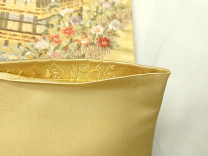 平和屋本店●六通柄袋帯　離宮迎賓絵文　本金箔　金泥箔　正絹　逸品　DABI1093sf