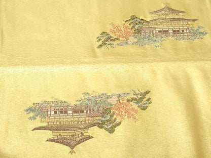平和屋本店●六通柄袋帯　離宮迎賓絵文　本金箔　金泥箔　正絹　逸品　DABI1093sf