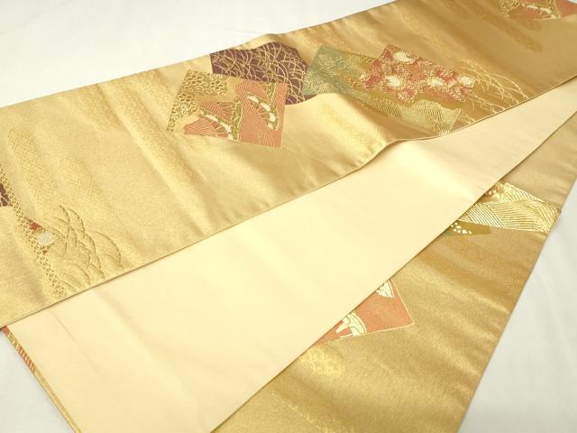 平和屋本店▼六通柄袋帯　吉祥金彩色紙文　本金二丁箔　正絹　逸品　DABI1094sf