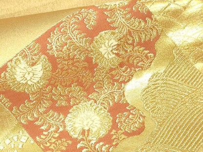 平和屋本店▼六通柄袋帯　吉祥金彩色紙文　本金二丁箔　正絹　逸品　DABI1094sf