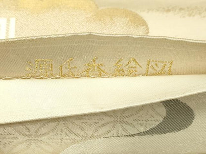 平和屋本店▼両面　全通柄袋帯　源氏香絵図　純金箔白金　正絹　逸品　DABI1095sf