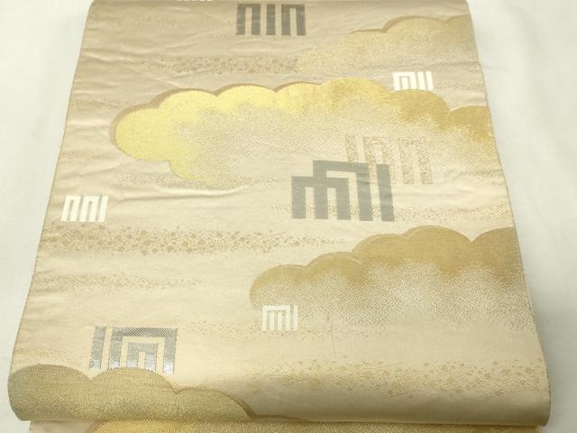 平和屋本店▼両面　全通柄袋帯　源氏香絵図　純金箔白金　正絹　逸品　DABI1095sf