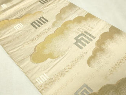平和屋本店▼両面　全通柄袋帯　源氏香絵図　純金箔白金　正絹　逸品　DABI1095sf