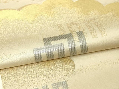 平和屋本店▼両面　全通柄袋帯　源氏香絵図　純金箔白金　正絹　逸品　DABI1095sf
