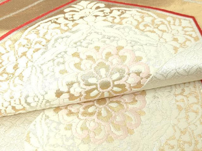 平和屋本店▼六通柄袋帯　亀甲正倉院花文　本金二重箔　正絹　逸品　DABI1097sf