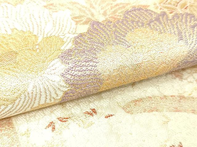 平和屋本店▼六通柄袋帯　格天扇面盛花文　本金箔　正絹　逸品　DABI1099sf