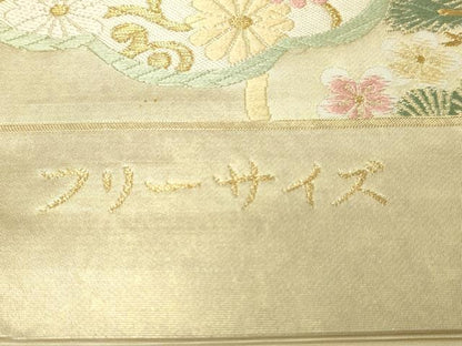 平和屋本店▼西陣　タケジ商事謹製　六通柄袋帯　唐織　優彩松葉文　本金箔　証紙付き　正絹　逸品　DABI1101sf