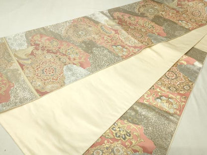 平和屋本店▼六通柄袋帯　盛唐花鳥燦華文　本金箔　正絹　逸品　DABI1102sf