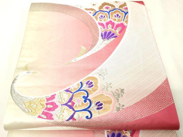 平和屋本店▼六通柄袋帯　唐織　孔雀文　24ｋ金箔二重織　正絹　逸品　DABI1107sf