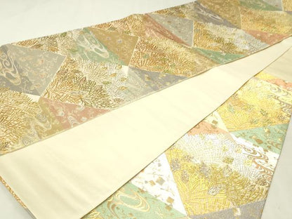 平和屋本店▼六通柄袋帯　寿福八吉松　繁昌の松　本金・プラチナ　正絹　逸品　DABI1111sf
