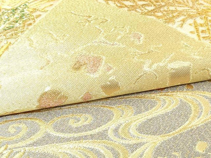 平和屋本店▼六通柄袋帯　寿福八吉松　繁昌の松　本金・プラチナ　正絹　逸品　DABI1111sf