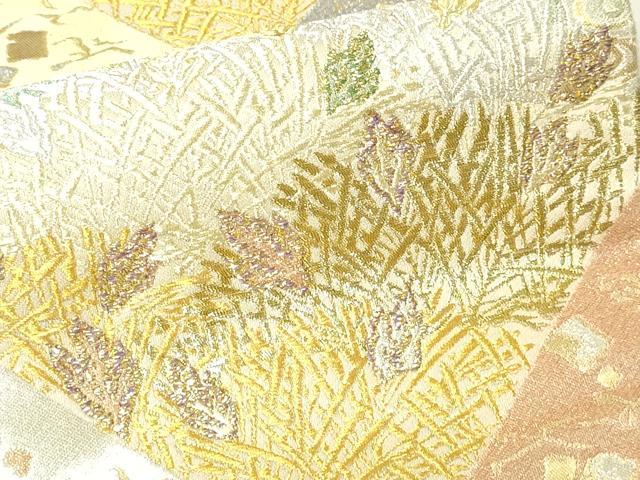 平和屋本店▼六通柄袋帯　寿福八吉松　繁昌の松　本金・プラチナ　正絹　逸品　DABI1111sf