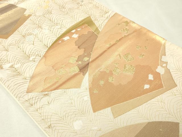 平和屋本店▼六通柄袋帯　輝彩錦　地紙草葉文　本金箔　正絹　逸品　DABI1114sf