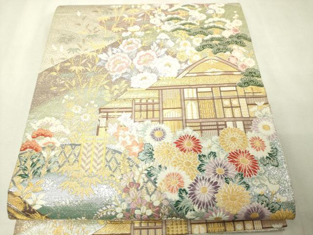 平和屋本店▼六通柄袋帯　流水古都之旅　九百本金弐重織　正絹　逸品　DABI1115sf