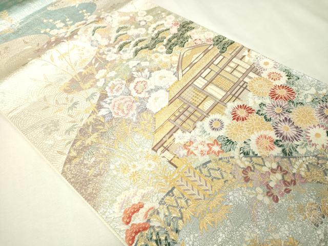 平和屋本店▼六通柄袋帯　流水古都之旅　九百本金弐重織　正絹　逸品　DABI1115sf