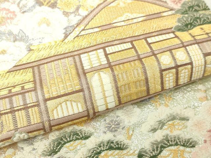 平和屋本店▼六通柄袋帯　流水古都之旅　九百本金弐重織　正絹　逸品　DABI1115sf