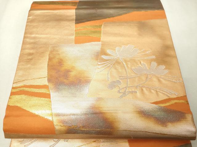 平和屋本店▼六通柄袋帯　草花文　本金箔24ｋ三重箔　正絹　逸品　DABI1119sf
