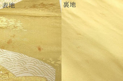 平和屋本店▼六通柄袋帯　唐織　仙兆花文　本金箔二重箔　正絹　逸品　DABI1122sf