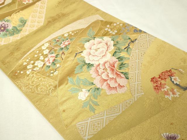 平和屋本店▼六通柄袋帯　唐織　仙兆花文　本金箔二重箔　正絹　逸品　DABI1122sf