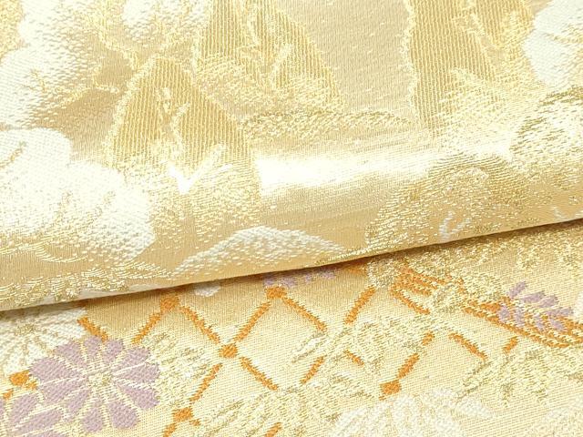 平和屋本店▼六通柄袋帯　風景草花文　純金箔24Ｋ　正絹　逸品　DABI1127sf