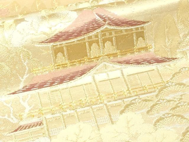 平和屋本店▼六通柄袋帯　風景草花文　純金箔24Ｋ　正絹　逸品　DABI1127sf