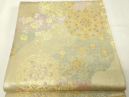平和屋本店▼六通柄袋帯　正倉院更紗花鳥文　純金二重箔　正絹　逸品　DABI1132sf