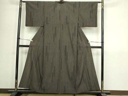 平和屋着物▽本塩沢　単衣　110亀甲　霞間道　正絹　逸品　DABI1139sf
