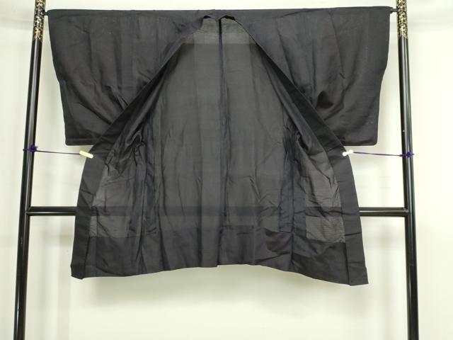 平和屋着物▽男性　羽織　スリーシーズン　春夏秋　塵除け　横段文　濃鼠色　正絹　逸品　DABI1142sf