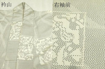 平和屋着物▽上質な紬　単衣　壁画文様　正絹　逸品　DABI1143sf
