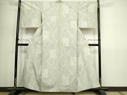 平和屋着物▽上質な紬　単衣　壁画文様　正絹　逸品　DABI1143sf