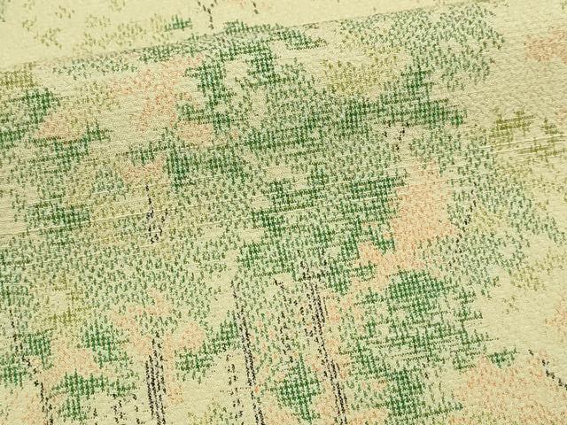 平和屋着物▽上質なお召　単衣　樹林文　正絹　逸品　DABI1144sf