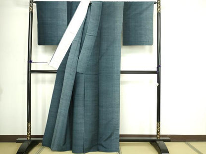 平和屋着物▽上質な紬　単衣　霞文　正絹　逸品　DABI1147sf