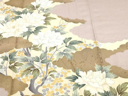 平和屋着物▽豪華色留袖　単衣　草花文　金彩　正絹　逸品　DABI1150sf