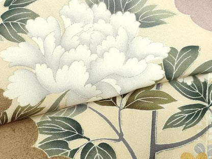 平和屋着物▽豪華色留袖　単衣　草花文　金彩　正絹　逸品　DABI1150sf
