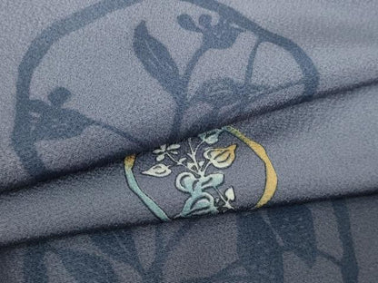 平和屋着物▽上質な小紋　単衣　草花丸文　正絹　逸品　DABI1153sf